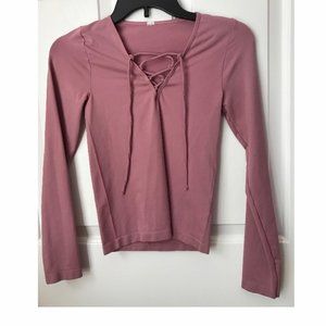 Long Sleeve Lace Up Shirt
